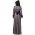 Polka dotted designer abaya- Grey Polka dotted designer abaya- Grey
